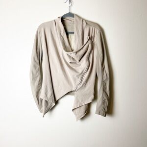 BLANK NYC • Women’s Faux-Leather and Knit Taupe Jacket Full Zip Size Small